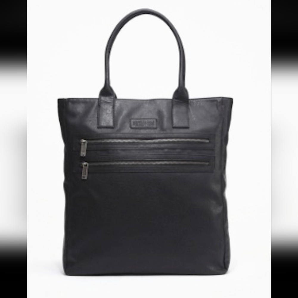 Kenneth Cole REACTION Oversized Leather Tote 🖤 | Unisex Zip-Top Laptop Bag |